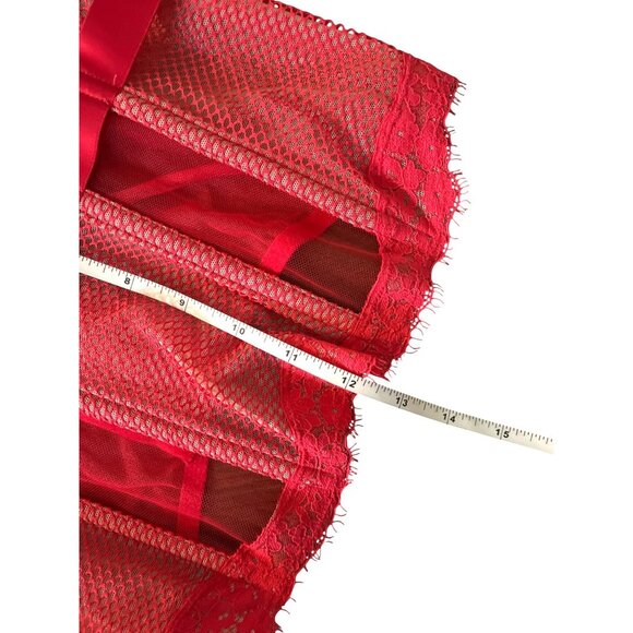 Victorias Secret Red Lace & Mesh Bustier Set 36D XL - Picture 9 of 10